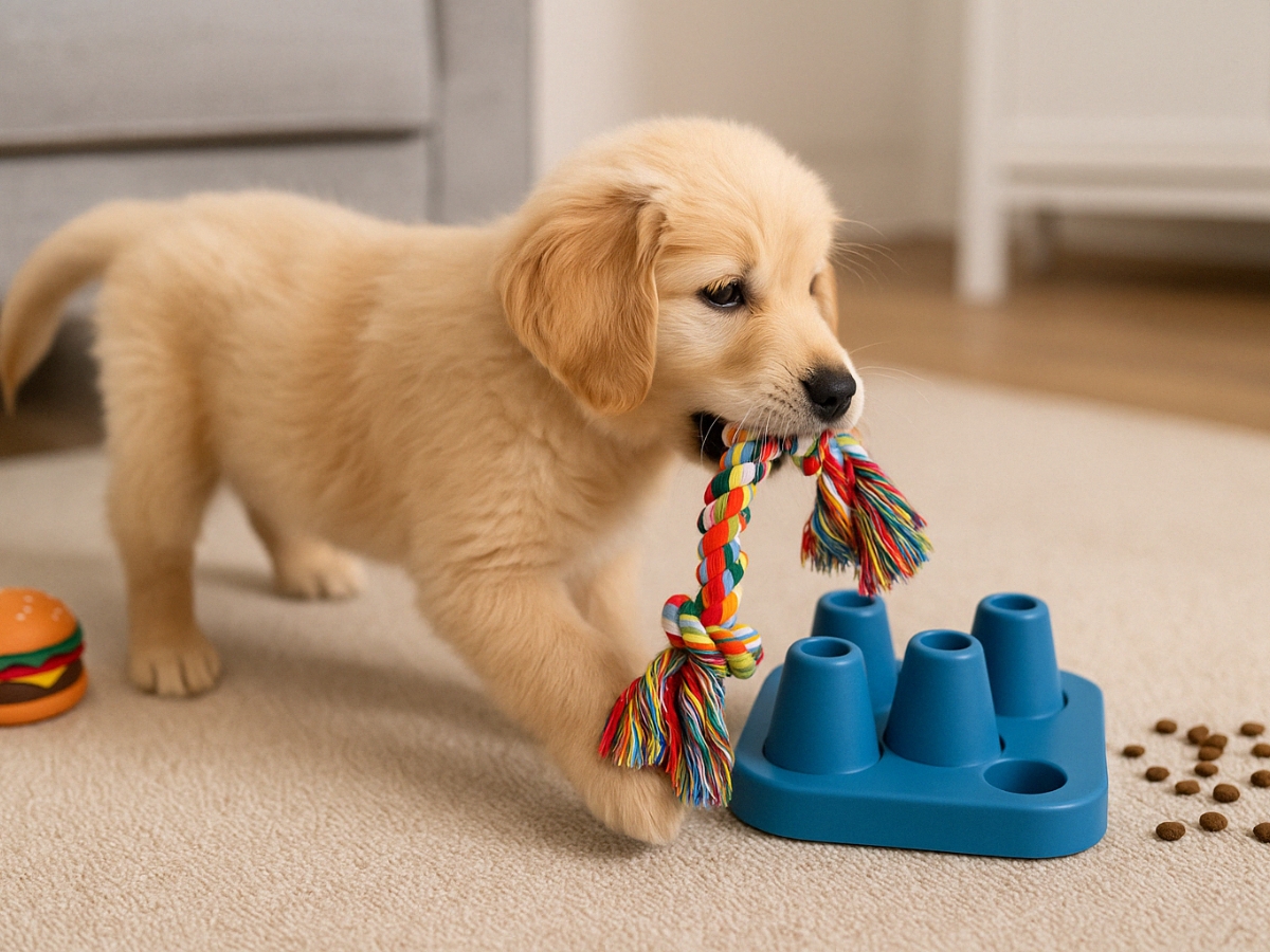 Puppy with toys